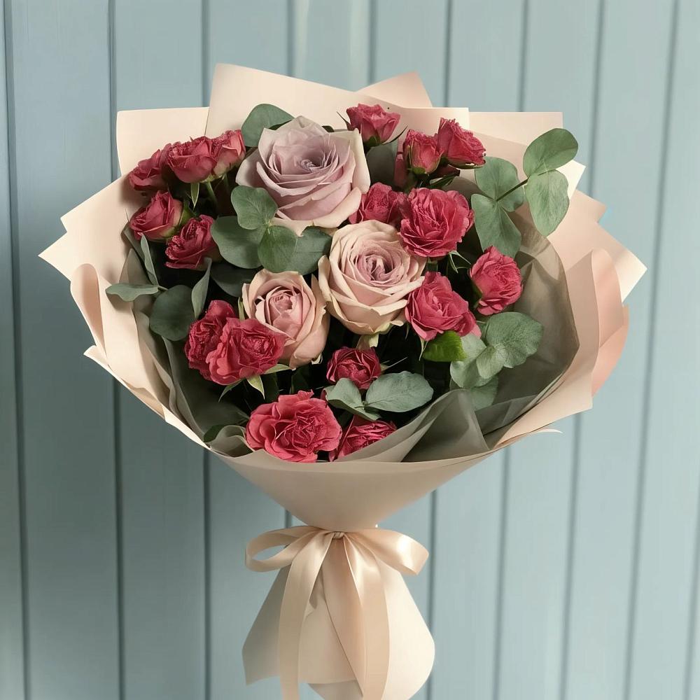 Букет цветов из: Гвоздики и Розы в Яя