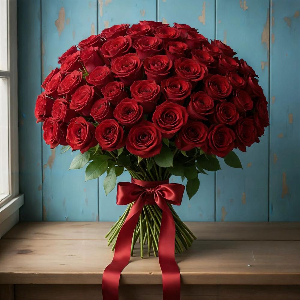 Букет Красные розы Блэк Меджик в Яя