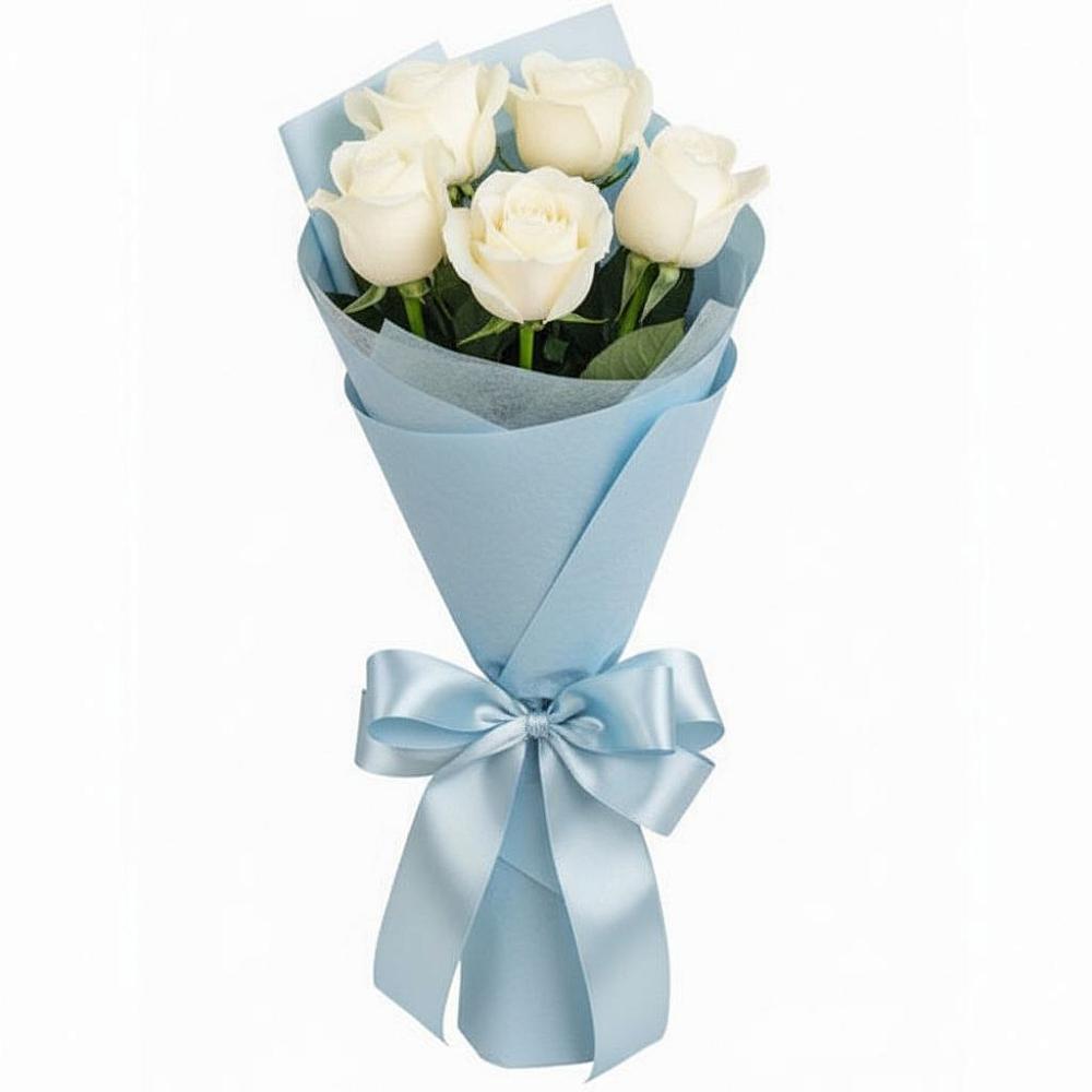 Букет 5 Белых роз Проуд в Яя