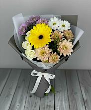 Букет цветов из:  Розы, Герберы и Хризантемы в Яя