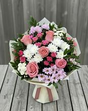 Букет цветов из:  Альстромерии, Гвоздики, Розы и Хризантемы в Яя