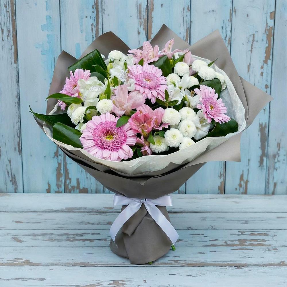 Букет цветов из: Герберы, Альстромерии и Хризантемы в Яя