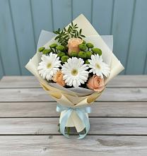 Букет цветов из:  Герберы, Розы и Хризантемы в Яя