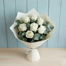 Букет Белые розы в Эвкалипте #REPLACE_PRED# Яя