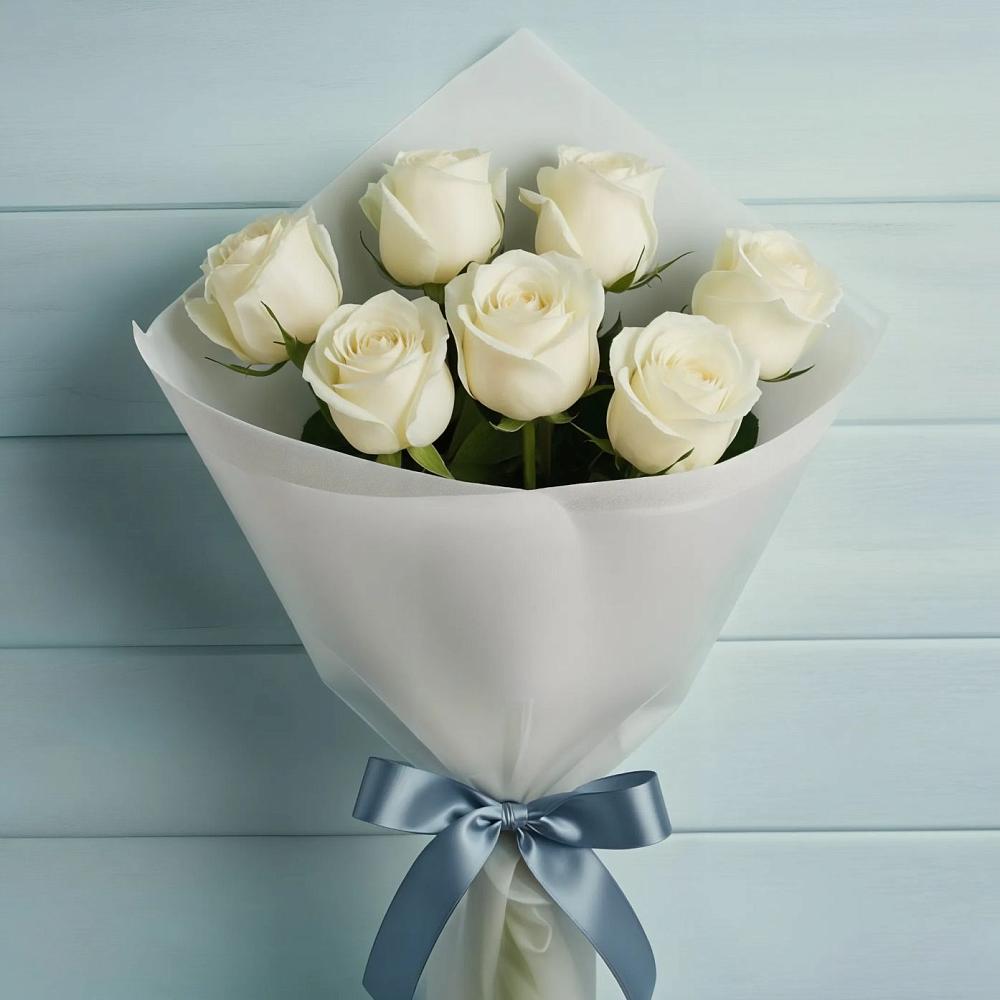 Букет 7 Белых роз Эдлесс Лав в Яя