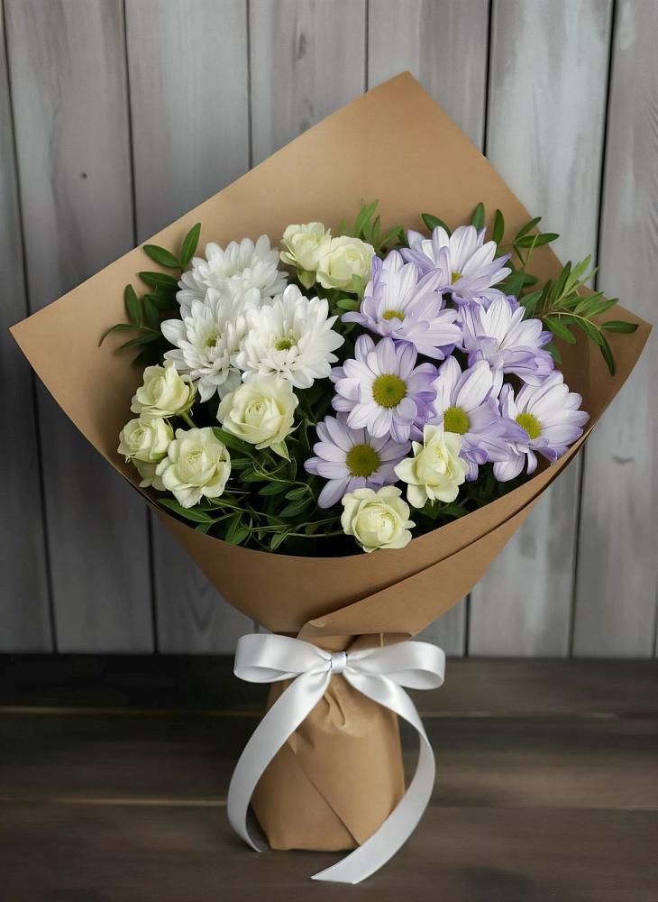 Букет цветов из: Хризантемы и Розы в Яя
